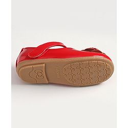 Cute Walk by Babyhug Velcro Closure Bellies With Flower Applique- Red