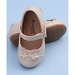 Cute Walk by Babyhug Velcro Closure Bellies With Flower Applique- Beige