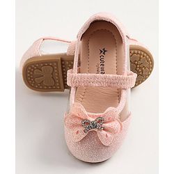 Cute Walk by Babyhug Slip On Bellies With Bow Applique- Pink