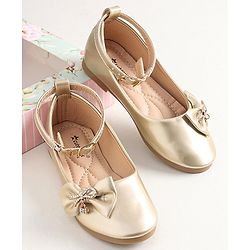 Cute Walk by Babyhug Buckled Closure Bellies With Bow Applique- Golden