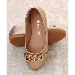Cute Walk by Babyhug Slip on Bellies With Applique- Golden