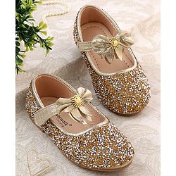 Cute Walk by Babyhug Buckled Closure Bellies With Bow Applique- Golden