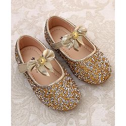 Cute Walk by Babyhug Buckled Closure Bellies With Bow Applique- Golden