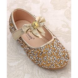 Cute Walk by Babyhug Buckled Closure Bellies With Bow Applique- Golden