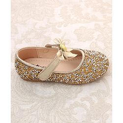 Cute Walk by Babyhug Buckled Closure Bellies With Bow Applique- Golden