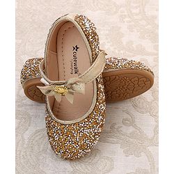 Cute Walk by Babyhug Buckled Closure Bellies With Bow Applique- Golden