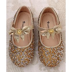 Cute Walk by Babyhug Buckled Closure Bellies With Bow Applique- Golden