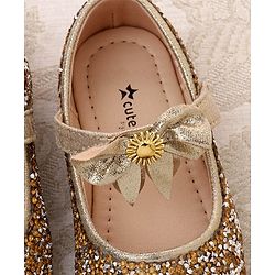 Cute Walk by Babyhug Buckled Closure Bellies With Bow Applique- Golden