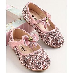 Cute Walk by Babyhug Buckled Closure Bellies With Bow Applique- Pink