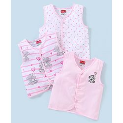Babyhug 100% Cotton Woven Sleeveless Jhabla Lion Print Pack Of 3 - Multicolor