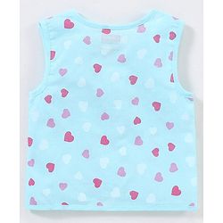 Babyhug 100% Cotton Woven Sleeveless Jhabla Heart Print Pack Of 3 - White & Blue