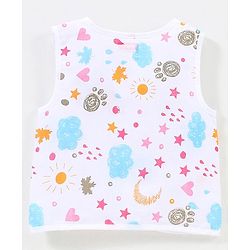 Babyhug 100% Cotton Woven Sleeveless Jhabla Heart Print Pack Of 3 - White & Blue
