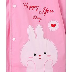Babyhug Three Forth Sleeves Hooded Raincoat Bunny Print - Pink