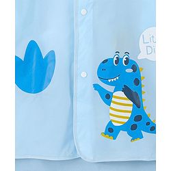 Babyhug Three Forth Sleeves Hooded Raincoat Little Dino Print - Blue