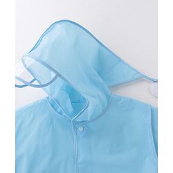 Babyhug Three Forth Sleeves Hooded Raincoat Little Dino Print - Blue