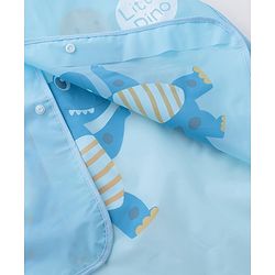Babyhug Three Forth Sleeves Hooded Raincoat Little Dino Print - Blue