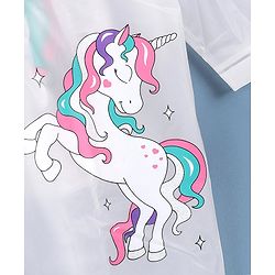 Babyhug Full Sleeves Hooded Raincoat Unicorn Print - White