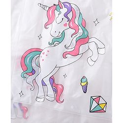 Babyhug Full Sleeves Hooded Raincoat Unicorn Print - White