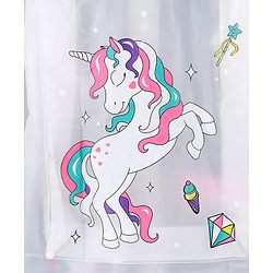 Babyhug Full Sleeves Hooded Raincoat Unicorn Print - White