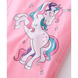 Babyhug Full Sleeves Hooded Raincoat Unicorn Print - Pink