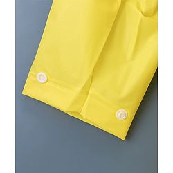 Babyhug Full Sleeves Hooded Raincoat Dino Print - Yellow