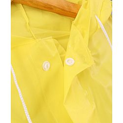 Babyhug Full Sleeves Hooded Raincoat Dino Print - Yellow
