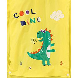 Babyhug Full Sleeves Hooded Raincoat Dino Print - Yellow