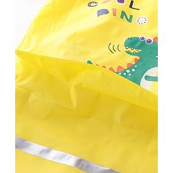 Babyhug Full Sleeves Hooded Raincoat Dino Print - Yellow