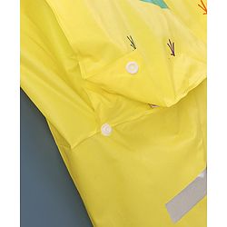 Babyhug Full Sleeves Hooded Raincoat Dino Print - Yellow