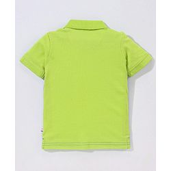 Babyhug Cotton Knit Half Sleeves Colour Block T-Shirt Baby Elephant Applique - Green & Blue