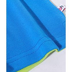Babyhug Cotton Knit Half Sleeves Colour Block T-Shirt Baby Elephant Applique - Green & Blue