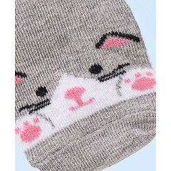 Cutewalk By Babyhug Anti Bacterial Anti Skid Ankle Length Non Terry Socks Kitty Design- Grey