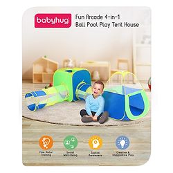 Babyhug My Fun Arcade 4-in-1 Ball Pool Play Tent House - Blue & Green