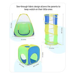 Babyhug My Fun Arcade 4-in-1 Ball Pool Play Tent House - Blue & Green
