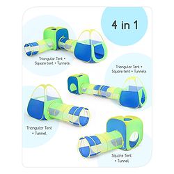 Babyhug My Fun Arcade 4-in-1 Ball Pool Play Tent House - Blue & Green