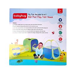 Babyhug My Fun Arcade 4-in-1 Ball Pool Play Tent House - Blue & Green