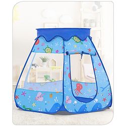 Babyhug Foldable Pop-Up Play Tent House Aquatic Theme - Blue