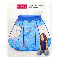 Babyhug Foldable Pop-Up Play Tent House Aquatic Theme - Blue