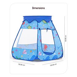Babyhug Foldable Pop-Up Play Tent House Aquatic Theme - Blue