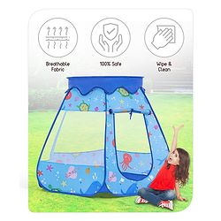Babyhug Foldable Pop-Up Play Tent House Aquatic Theme - Blue