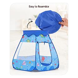 Babyhug Foldable Pop-Up Play Tent House Aquatic Theme - Blue