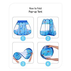 Babyhug Foldable Pop-Up Play Tent House Aquatic Theme - Blue