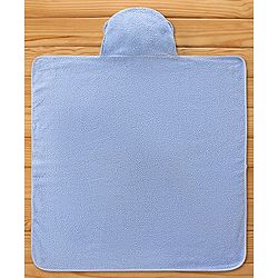 Babyhug Elephant Headed Cotton Knit Hooded Towel - Blue