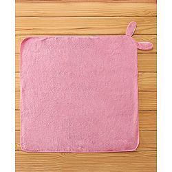 Babyhug Terry Cotton Knit Hooded Towel Bunny Applique - Pink