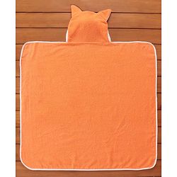 Babyhug Hooded Terry Towel Fox Embroidery - Orange