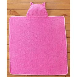 Babyhug Terry  Cat Embroidery Hooded Towel - Pink