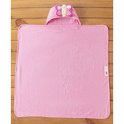 Babyhug Terry Butterfly Embroidery Hooded Towel - Pink