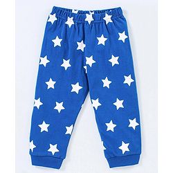 Babyhug Cotton Knit Full Sleeves Night Suit Star Print  - Blue