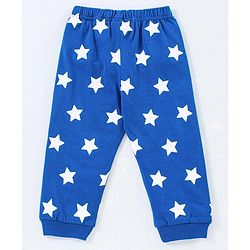 Babyhug Cotton Knit Full Sleeves Night Suit Star Print  - Blue