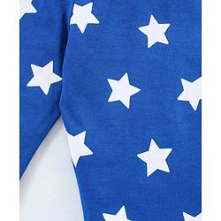 Babyhug Cotton Knit Full Sleeves Night Suit Star Print  - Blue